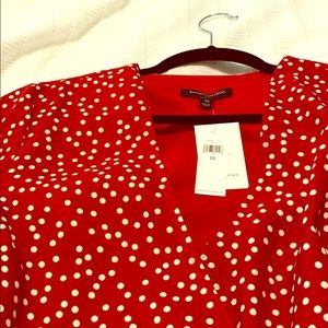 Banana Republic Red/White Polka Dot Wrap Dress 10